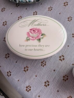 Mothers Pink Floral Porcelain Trinket Box
